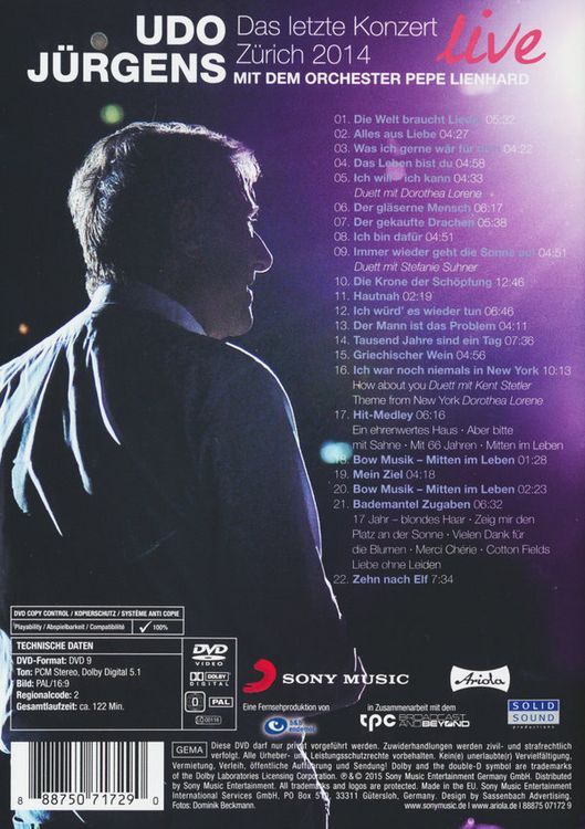 Produktbild: Udo J&uuml;rgens - Das letzte Konzert/Z&uuml;rich 2014