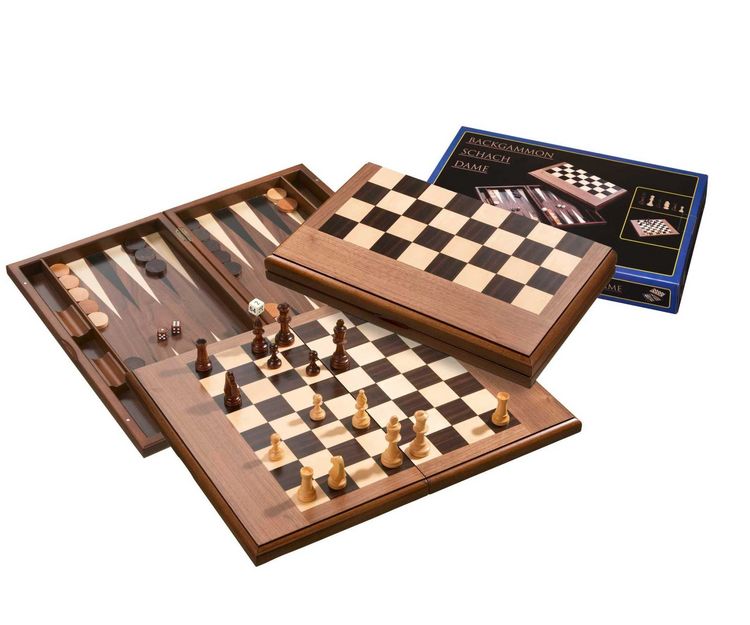 Produktbild: Schach Backgammon Dame Set, Feld 50 mm, Magnetverschluss
