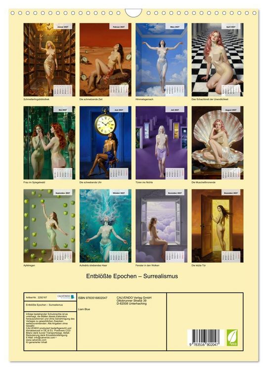 Produktbild: Entbl&ouml;&szlig;te Epochen &ndash; Surrealismus (Wandkalender 2027 DIN A3 hoch), CALVENDO Monatskalender