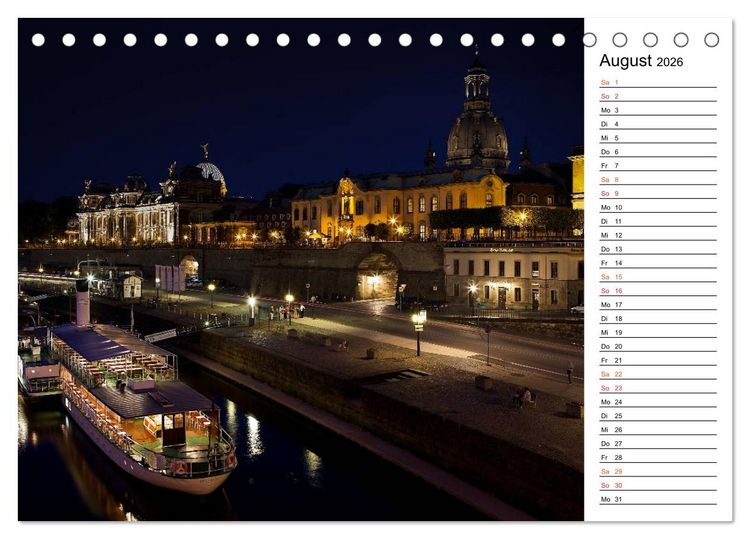 Produktbild: Eine Nacht in Dresden (Tischkalender 2026 DIN A5 quer), CALVENDO Monatskalender