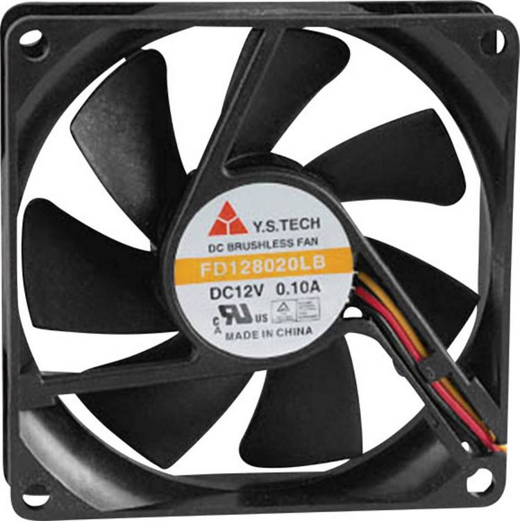 Produktbild: YS TECH FD128020LB(2F3) Axiall&uuml;fter 12 V/DC 42.48 m&sup3;/h (L x B x H) 80 x 80 x 20mm