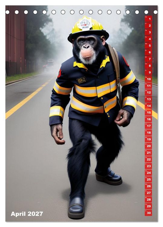 Produktbild: Feuerwehr - Tierischer Feuerwehrkalender (Tischkalender 2027 DIN A5 hoch), CALVENDO Monatskalender