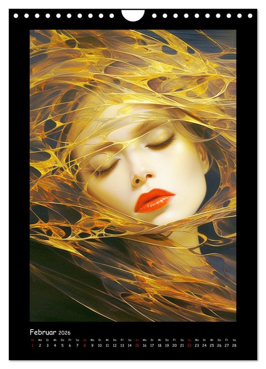 Produktbild: Goldene Portraits. Fusion von Kunst und &Auml;sthetik (Wandkalender 2026 DIN A4 hoch), CALVENDO Monatskalender