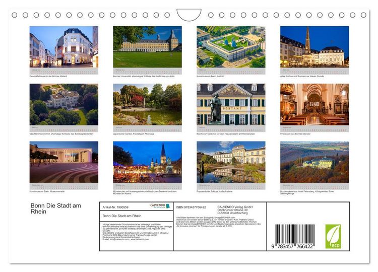 Produktbild: Bonn Die Stadt am Rhein (Wandkalender 2026 DIN A4 quer), CALVENDO Monatskalender