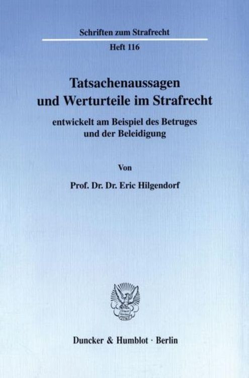 Produktbild: Tatsachenaussagen und Werturteile im Strafrecht