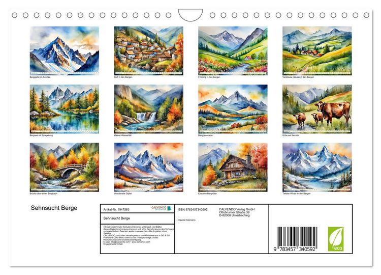 Produktbild: Sehnsucht Berge (Wandkalender 2026 DIN A4 quer), CALVENDO Monatskalender
