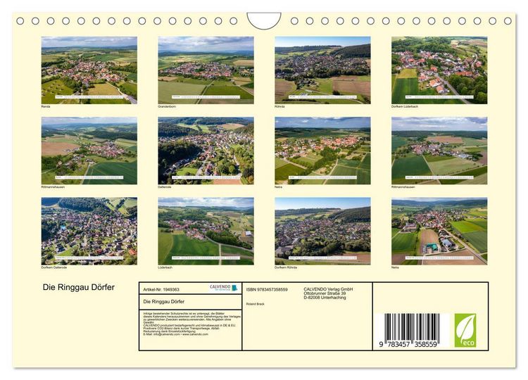 Produktbild: Die Ringgau D&ouml;rfer (Wandkalender 2026 DIN A4 quer), CALVENDO Monatskalender