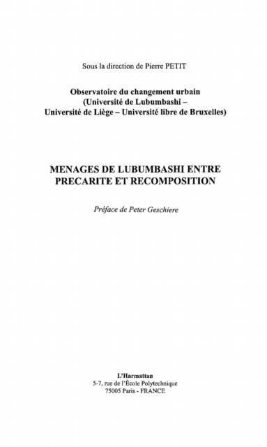 Produktbild: Menages de Lubumbashi entre precarite et recomposition