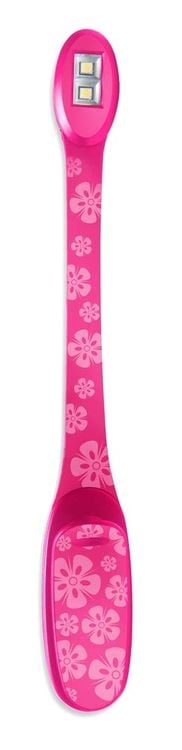 Produktbild: Flexilight Xtra (Pink Flowers) - 2-LED Leselampe mit Klammer - extralanger Hals - Geschenk für Leser, Buchliebhaber - Deutsche Ausgabe