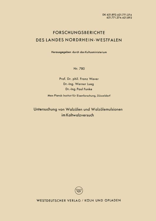 Produktbild: Untersuchung von Walz&ouml;len und Walz&ouml;lemulsionen im Kaltwalzversuch