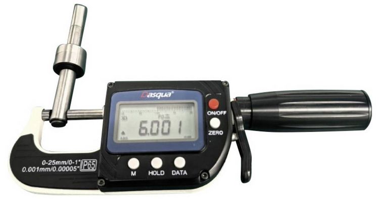 Produktbild: Dasqua 4105-0005 Digitales Dickenmessger&auml;t (L x B) 160 mm x 55 mm mit digitaler Anzeige, metrisch 25 mm Ablesung: 0.01 mm