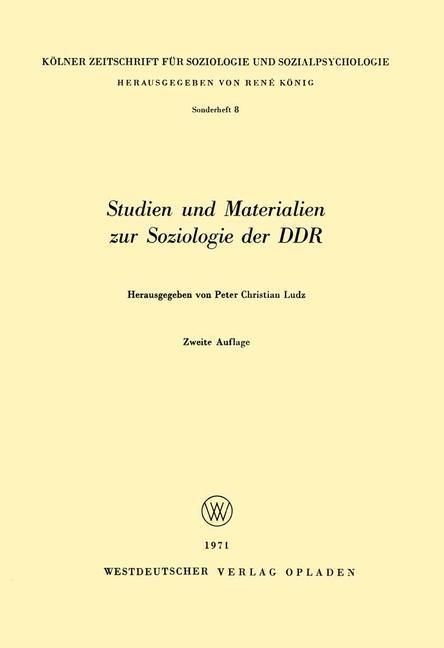 Produktbild: Studien und Materialien zur Soziologie der DDR