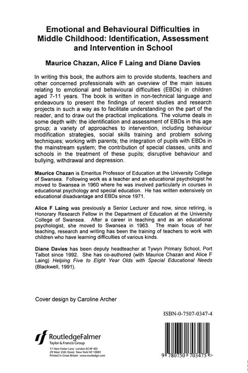 Produktbild: Emotional And Behavioural Difficulties In Middle Childhood
