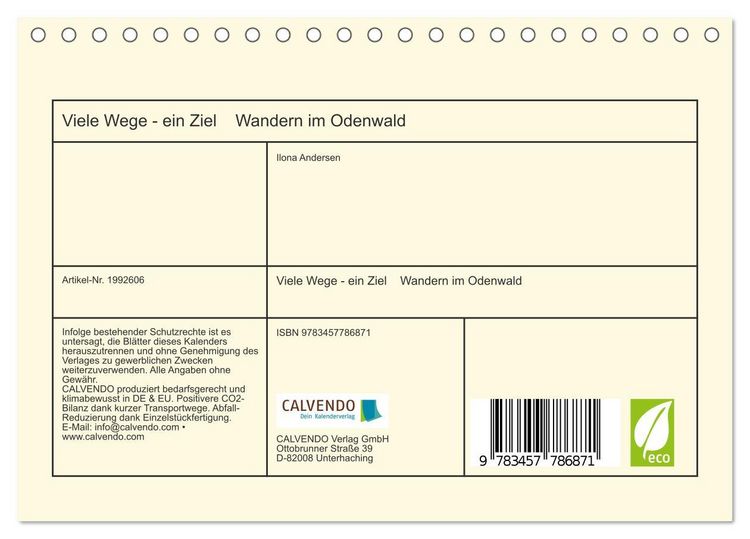 Produktbild: Viele Wege - ein Ziel Wandern im Odenwald (Tischkalender 2026 DIN A5 quer), CALVENDO Monatskalender