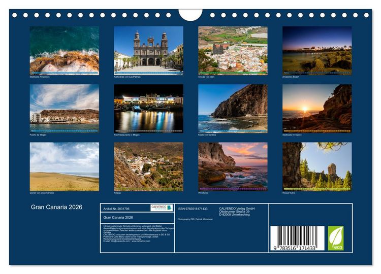 Produktbild: Gran Canaria 2026 (Wandkalender 2026 DIN A4 quer), CALVENDO Monatskalender
