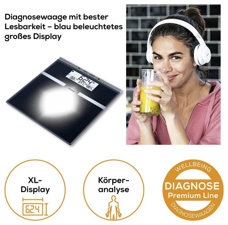 Produktbild: Beurer BG 21 K&ouml;rperanalysewaage 76430 digital W&auml;gebereich (max.)=180kg Silber