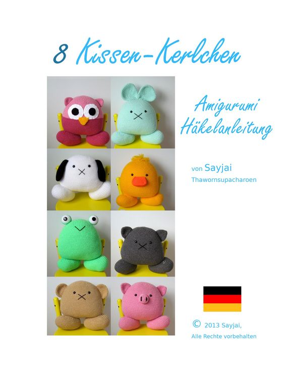 Produktbild: 8 Kissen-Kerlchen Amigurumi H&auml;kelanleitung