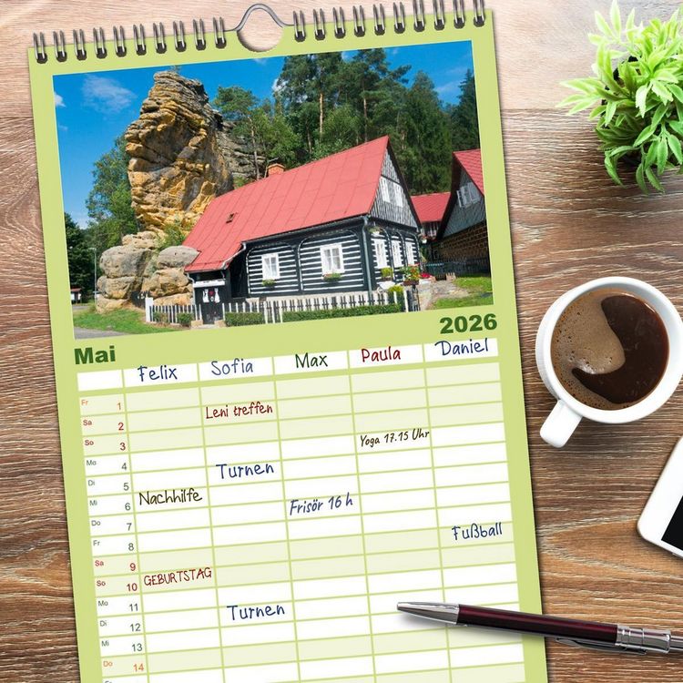 Produktbild: Familienplaner 2026 - Tschechien - Eine Reise durch ein wundersch&ouml;nes Land mit 5 Spalten (Wandkalender, 21 x 45 cm) CALVENDO
