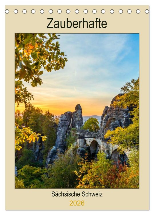 Produktbild: Zauberhafte S&auml;chsische Schweiz (Tischkalender 2026 DIN A5 hoch), CALVENDO Monatskalender