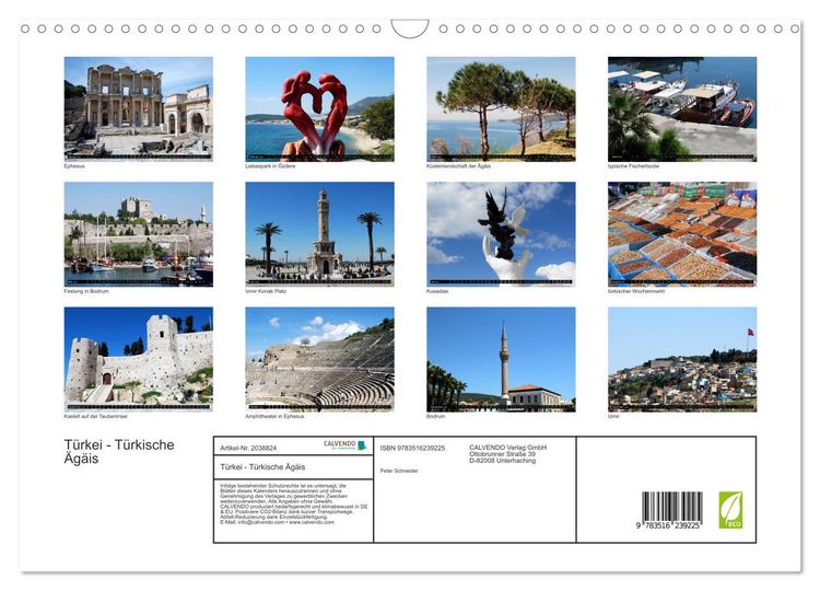 Produktbild: T&uuml;rkei - T&uuml;rkische &Auml;g&auml;is (Wandkalender 2026 DIN A3 quer), CALVENDO Monatskalender