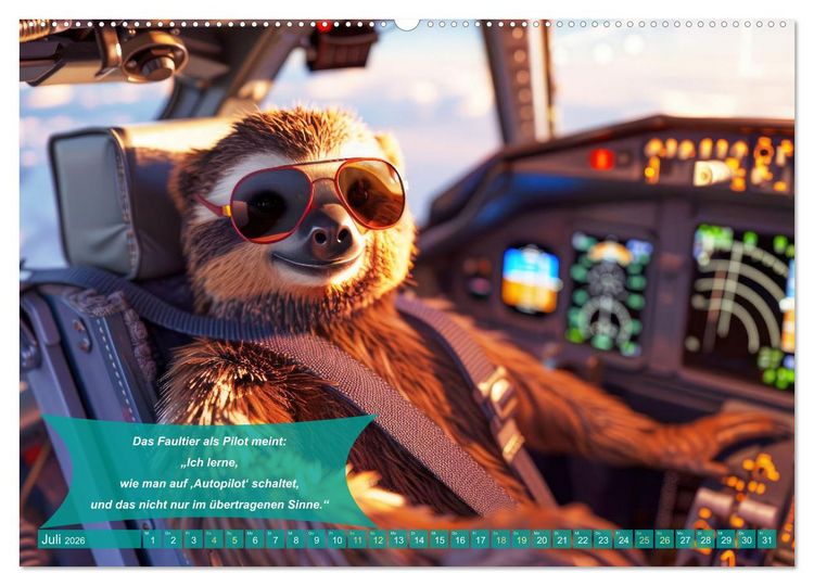 Produktbild: Der tierisch lustige Piloten-Kalender (hochwertiger Premium Wandkalender 2026 DIN A2 quer), Kunstdruck in Hochglanz