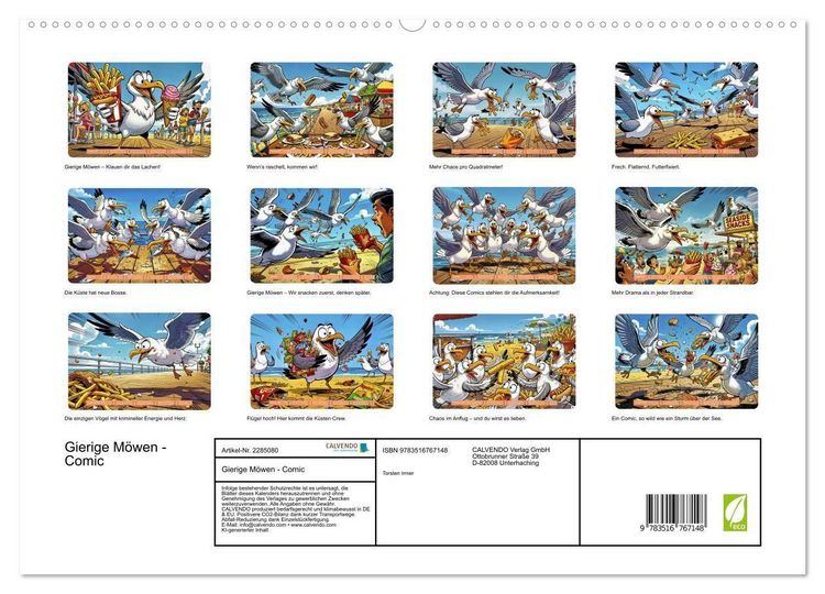 Produktbild: Gierige M&ouml;wen - Comic (hochwertiger Premium Wandkalender 2027 DIN A2 quer), Kunstdruck in Hochglanz