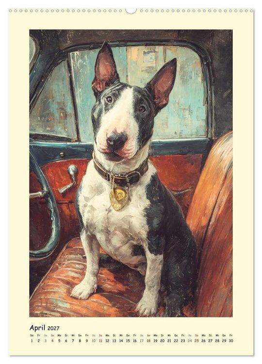 Produktbild: Gentlemen auf Pfoten. Der Bullterrier im k&uuml;nstlerischen Vintage-Stil (Wandkalender 2027 DIN A2 hoch), CALVENDO Monatskalender