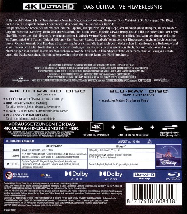 Produktbild: Fluch der Karibik (4K Ultra HD) (+ Blu-ray 2D)