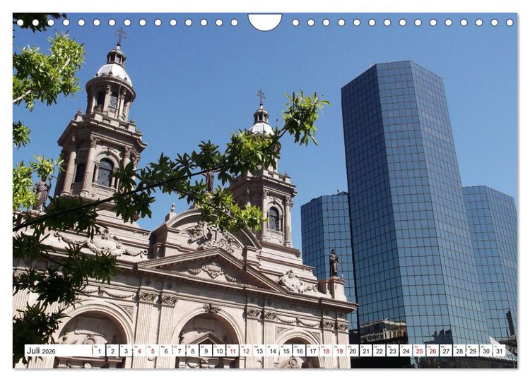 Produktbild: Von den Anden zum Pazifik - Santiago de Chile und Umgebung (Wandkalender 2026 DIN A4 quer), CALVENDO Monatskalender
