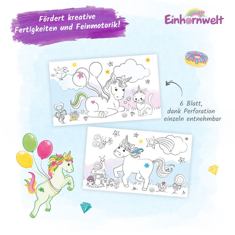 Produktbild: Tr&ouml;tsch Mini-Ausmalrolle Einhornwelt