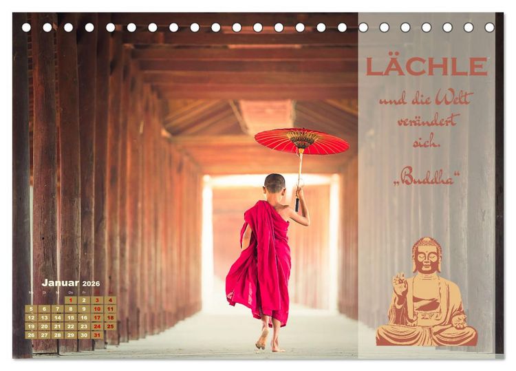 Produktbild: Erleuchtende Worte, Lebensweisheiten von Gautama Buddha by VogtArt (Tischkalender 2026 DIN A5 quer), CALVENDO Monatskalender