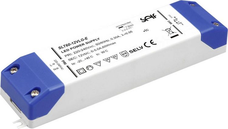 Produktbild: Self Electronics SLT60-12VLG-E LED-Treiber Konstantspannung 60W 0 - 5A 12.0 V/DC M&ouml;belzulassung, nicht dimmbar, &Uuml;berlastschutz