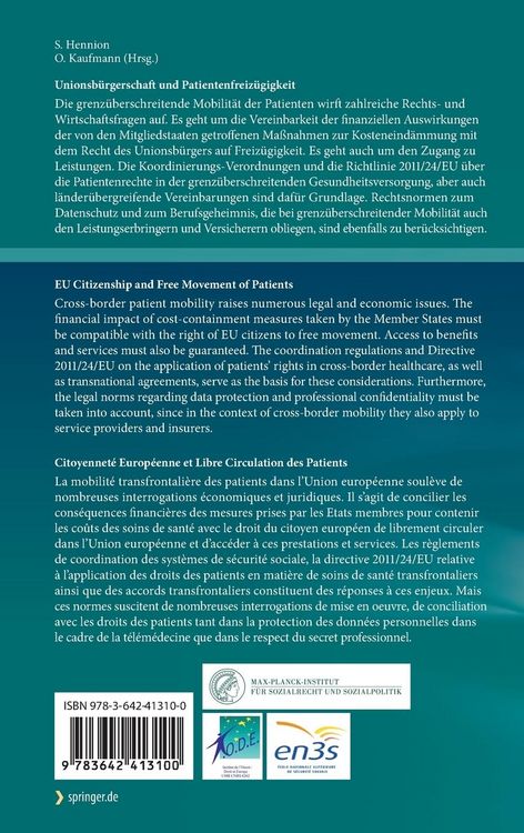 Produktbild: Unionsb&uuml;rgerschaft und Patientenfreiz&uuml;gigkeit Citoyennet&eacute; Europ&eacute;enne et Libre Circulation des Patients EU Citizenship and Free Movement of Patients