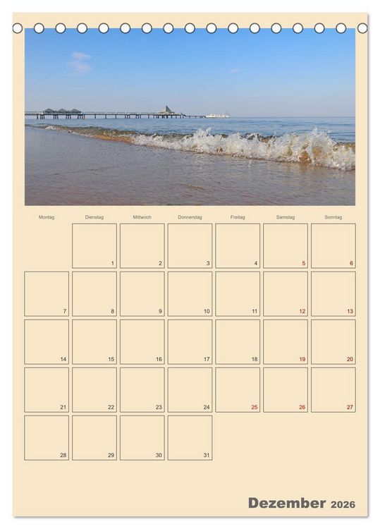 Produktbild: Usedom Ostsee - Terminplaner (Tischkalender 2026 DIN A5 hoch), CALVENDO Monatskalender