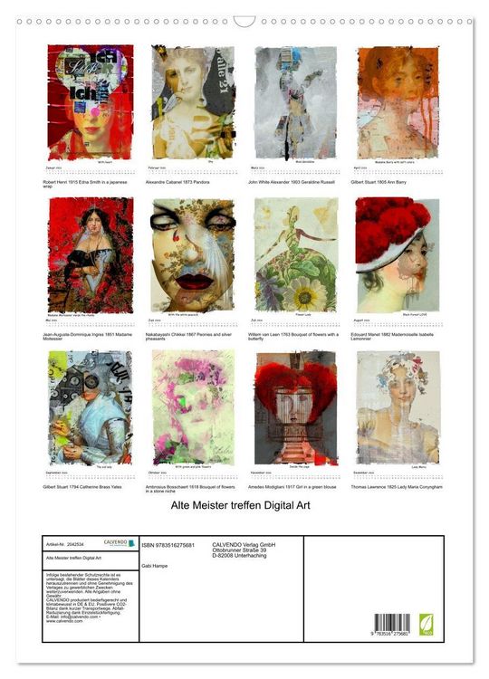 Produktbild: Alte Meister treffen Digital Art (Wandkalender 2026 DIN A2 hoch), CALVENDO Monatskalender
