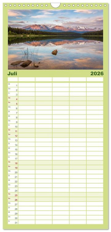 Produktbild: Familienplaner 2026 - KANADA - Rocky Mountains mit 5 Spalten (Wandkalender, 21 x 45 cm) CALVENDO