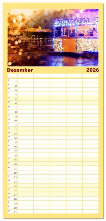 Produktbild: Familienplaner 2026 - Romantisches Budapest - Ungarns sch&ouml;ne Hauptstadt an der Donau mit 5 Spalten (Wandkalender, 21 x 45 cm) CALVENDO