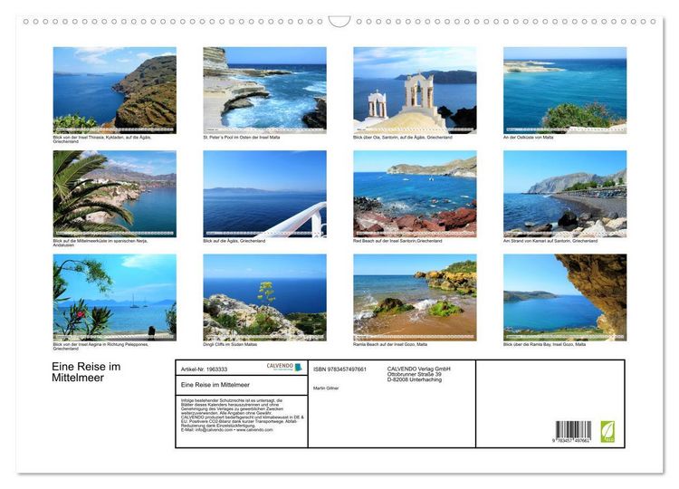 Produktbild: Eine Reise im Mittelmeer (Wandkalender 2026 DIN A2 quer), CALVENDO Monatskalender