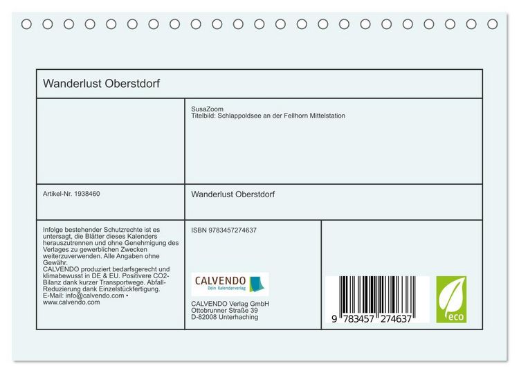 Produktbild: Wanderlust Oberstdorf (Tischkalender 2026 DIN A5 quer), CALVENDO Monatskalender