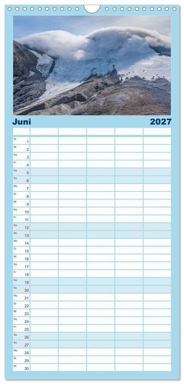 Produktbild: Familienplaner 2027 - Island - Gletscher, Wasserf&auml;lle, Hei&szlig;e Quellen mit 5 Spalten (Wandkalender, 21 x 45 cm) CALVENDO