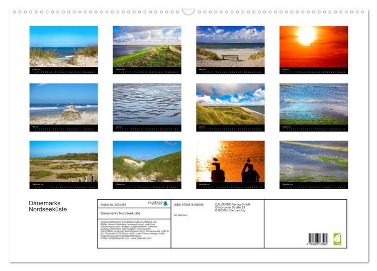 Produktbild: D&auml;nemarks Nordseek&uuml;ste (Wandkalender 2026 DIN A2 quer), CALVENDO Monatskalender