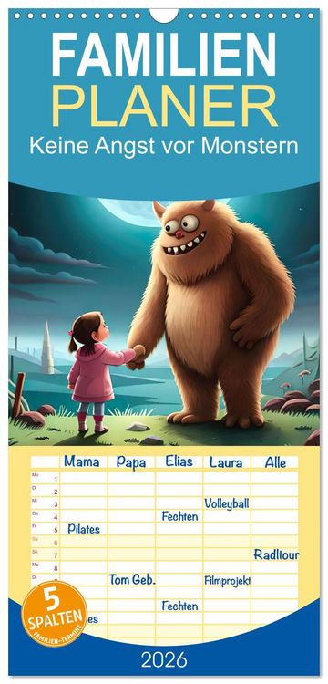 Produktbild: Familienplaner 2026 - Keine Angst vor Monstern mit 5 Spalten (Wandkalender, 21 x 45 cm) CALVENDO