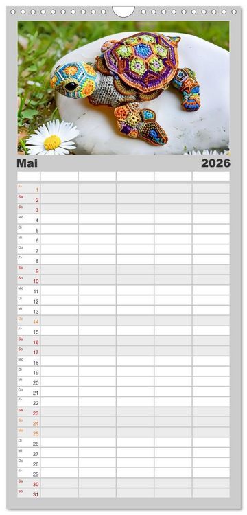Produktbild: Familienplaner 2026 - Granny Square Kunst - Ein Jahr voller kreativer H&auml;kelideen mit 5 Spalten (Wandkalender, 21 x 45 cm) CALVENDO