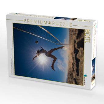 Produktbild: CALVENDO Puzzle Sexy Volleyballspielerin springt im Sand unter der Sonne | 1000 Teile Lege-Gr&ouml;&szlig;e 64x48cm Foto-Puzzle f&uuml;r gl&uuml;ckliche Stunden