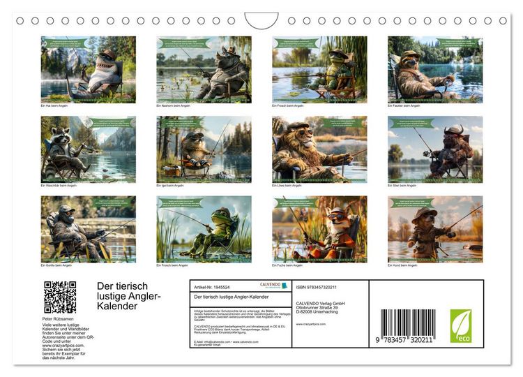 Produktbild: Der tierisch lustige Angler-Kalender (Wandkalender 2026 DIN A4 quer), CALVENDO Monatskalender