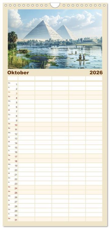 Produktbild: Familienplaner 2026 - Im Schatten der Pyramidern mit 5 Spalten (Wandkalender, 21 x 45 cm) CALVENDO