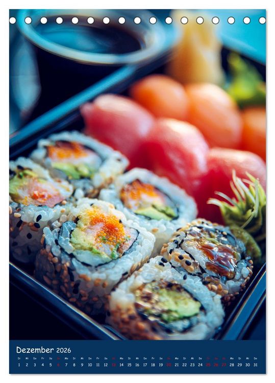 Produktbild: Sushi Kalender - Japanisches Essen f&uuml;r Sushi Liebhaber (Tischkalender 2026 DIN A5 hoch), CALVENDO Monatskalender