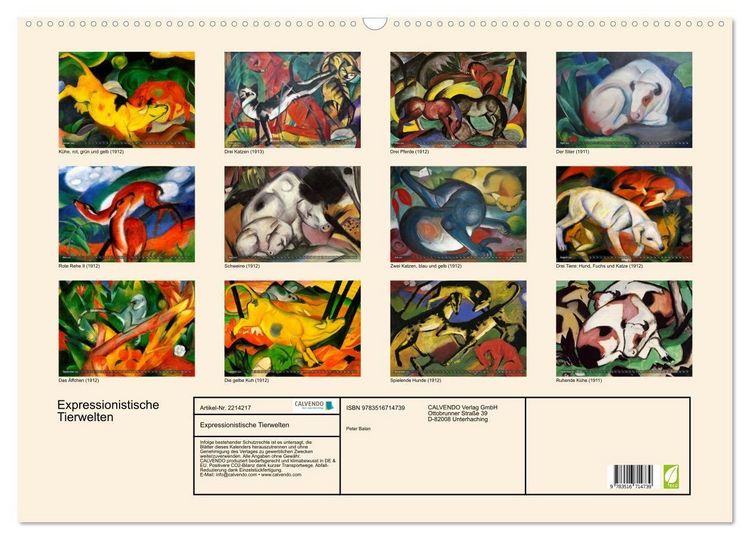 Produktbild: Expressionistische Tierwelten (Wandkalender 2026 DIN A2 quer), CALVENDO Monatskalender