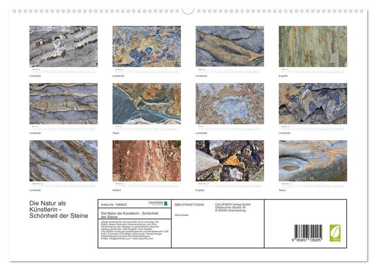 Produktbild: Die Natur als K&uuml;nstlerin - Sch&ouml;nheit der Steine (hochwertiger Premium Wandkalender 2026 DIN A2 quer), Kunstdruck in Hochglanz