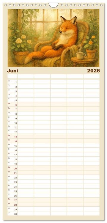 Produktbild: Familienplaner 2026 - Zuhause bei den Kleinen. Ein Jahr voller tierischer R&uuml;ckzugsorte. mit 5 Spalten (Wandkalender, 21 x 45 cm) CALVENDO